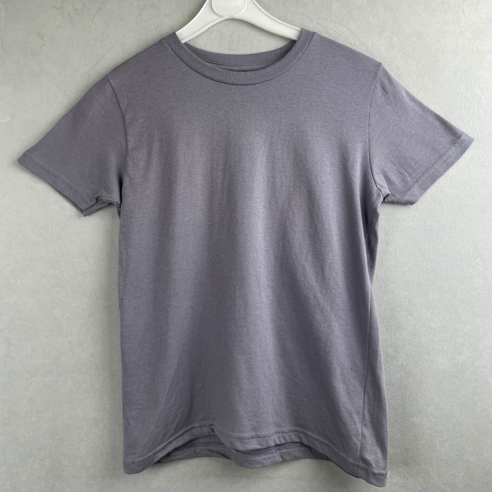 American Apparel Youth 10 Gray Short Sleeve Cotton Crewneck T-Shirt USA Made Hip